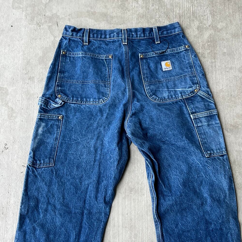 Carhartt blue denim jeans double knee work wear carpenter pants - Picture 6 of 10